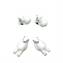 8Pcs White Bear and Fawn Chopstick Rest Holder Ceramics Decorative Tableware Stand Rack