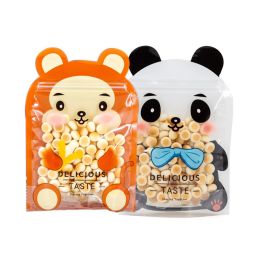 50 Pack Stand Up Pouch Bags Reclosable for Food Storage Handmade Packing - Cute Monkey and Panda