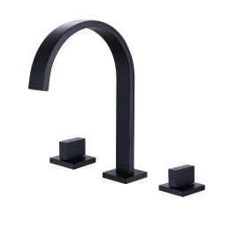 Matte Black 2-Handle 3 Holes Widespread Bathroom Sink Faucet Solid Brass RBF65020MB