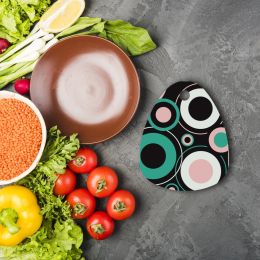 Black Green Pink Whimsical Circular Style Glass Cutting Board
