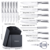 Kitchen Knife Set, 15 Piece Knife Sets with Block, Chef Knives with Non-Slip German Stainless Steel Hollow Handle Cutlery Set with Multifunctional Sci
