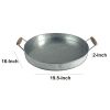 Round Galvanized Metal Serving Tray With Wooden Handles, Gray