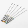 6PCS/Set Stainless Steel Chocolate Forks Cheese Fruit Dessert Fork Melting Skewer Kitchen Tools
