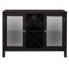 FCH Transparent Double Door with X-shaped Wine Rack Sideboard Entrance Cabinet Brown RT