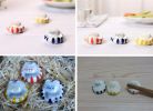 Ceramics Assorted Color Lucky Cat Chopstick Holder Rest Spoon Fork Knife Stand, 6Pcs