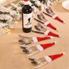 6pcs Non-woven Christmas Cutlery Holders Knife Fork Cover Xmas Tableware Pocket Bag Home Dinner Festival Accessories
