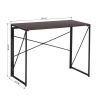 Folding Computer Desk Writing Table for Home Office Steel Frame Brown
