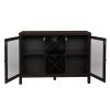 FCH Transparent Double Door with X-shaped Wine Rack Sideboard Entrance Cabinet Brown RT