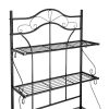 5-Tier Metal Kitchen Bakers Rack , Microwave Storage Rack Oven Stand with Wine Storage Organizer Workstation Black (25" x 16" x 68")
