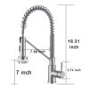 Brushed Nickel Kitchen Faucet with Pull-Down Sprayer, Commercial Lead-Free 304 Stainless Steel Single Handle Kitchen Faucets for 1 Or 3 Holes Sinks, R
