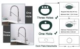Brushed Nickel Kitchen Faucet with Pull-Down Sprayer, Commercial Lead-Free 304 Stainless Steel Single Handle Kitchen Faucets for 1 Or 3 Holes Sinks, R