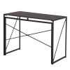 Folding Computer Desk Writing Table for Home Office Steel Frame Brown