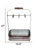 Rustic Style Galvanized Metal Crockery Holder with Six Cup Hooks, Gray
