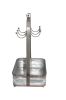Rustic Style Galvanized Metal Crockery Holder with Six Cup Hooks, Gray