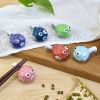 Assorted Color Ceramics Pufferfish Chopstick Holder Rest Decorative Tableware Stand, 5 Pack