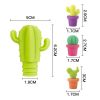 Set of 7 Cactus Wine Glass Charms and Drink Markers with Bottle Stopper Set Silicone Multicolor