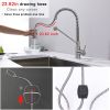 Brushed Nickel Kitchen Faucet with Pull-Down Sprayer, Commercial Lead-Free 304 Stainless Steel Single Handle Kitchen Faucets for 1 Or 3 Holes Sinks, R