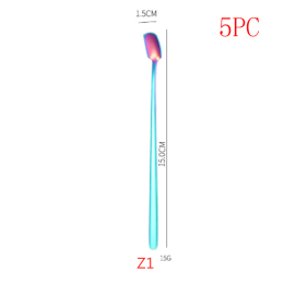 1PC/5PCStainless Steel Long Handle Stainless Steel Tea Spoon Coffee Ice Cream Spoon (Color: pink, size: 5pc)