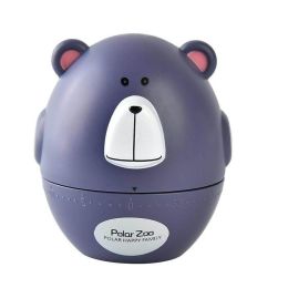 Creative Rondaful Little Bear and Calf Shape Mechanical Timer for Home Kitchen (Color: black and white)