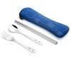 Portable 3 Pcs Stainless Steel Cutlery Set Flower Painting Fork Dinner Tableware Set Case Kit