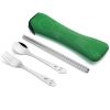 Portable 3 Pcs Stainless Steel Cutlery Set Flower Painting Fork Dinner Tableware Set Case Kit