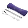 Portable 3 Pcs Stainless Steel Cutlery Set Flower Painting Fork Dinner Tableware Set Case Kit