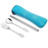 Portable 3 Pcs Stainless Steel Cutlery Set Flower Painting Fork Dinner Tableware Set Case Kit
