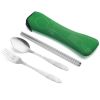 Portable 3 Pcs Stainless Steel Cutlery Set Flower Painting Fork Dinner Tableware Set Case Kit