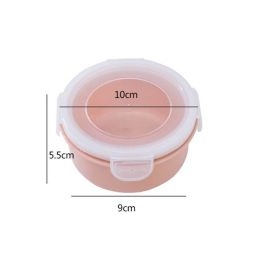 Round Mini Refrigerator Crisper Lunch Box Kitchen Plastic Storage Rectangular Sealed Case (Color: pink, size: Round)