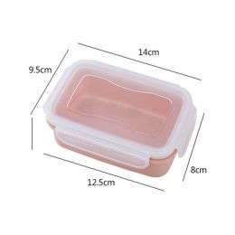 Round Mini Refrigerator Crisper Lunch Box Kitchen Plastic Storage Rectangular Sealed Case (Color: pink, size: Rectangular)