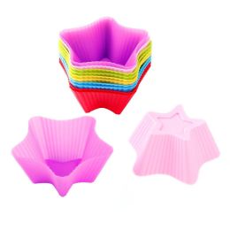 30PCS Silicone Cake Mold Baking Tools Set Baking Cups with Stainless Steel Cream Forcing Mounted Kit (Color: stars 6 pcs, size: W6)