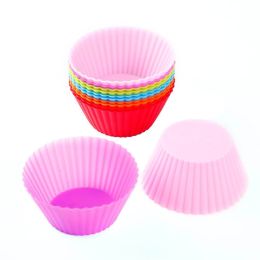 30PCS Silicone Cake Mold Baking Tools Set Baking Cups with Stainless Steel Cream Forcing Mounted Kit (Color: round 6 pcs, size: Y6)