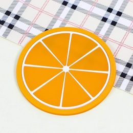 5pc/set Cup Mat Pad Coaster Fruit Shape Silicone Cup Pad Slip Insulation Pad Hot Drink (size: Red orange)