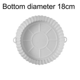 Air Fryers Oven Baking Tray Fried Chicken Basket Mat AirFryer Silicone Pot Round Replacemen Grill Pan Accessories (Color: White, size: Diameter 18cm)