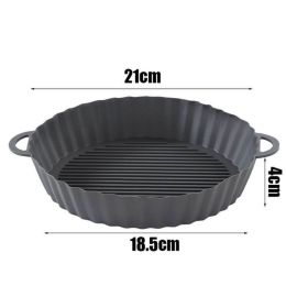 Air Fryers Oven Baking Tray Fried Chicken Basket Mat AirFryer Silicone Pot Round Replacemen Grill Pan Accessories (Color: gray, size: Diameter 18.5cm)