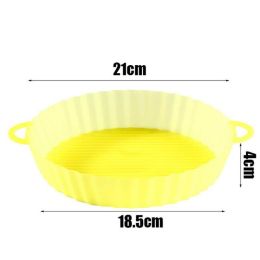 Air Fryers Oven Baking Tray Fried Chicken Basket Mat AirFryer Silicone Pot Round Replacemen Grill Pan Accessories (Color: yellow, size: Diameter 18.5cm)
