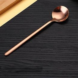 304 Stainless Steel Coffee Spoon Round head Korean Style Honey Dessert Gift Mixing Spoons (Color: Rose Gold, size: 17.5cm)