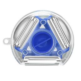 Magic Trio Peeler Set Slicer Stainless Steel Peeler Cutter Multi Peel Blade Zesters Grater (Color: Blue)