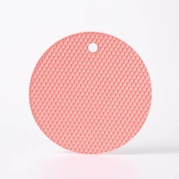 Round Heat Resistant Silicone Mat Drink Cup Coasters Non-slip Pot Holder Table Placemat Kitchen (Color: pink, size: Round)