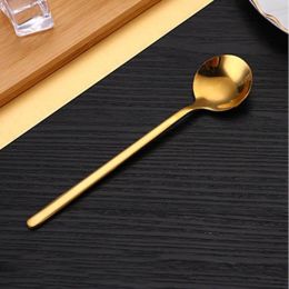 304 Stainless Steel Coffee Spoon Round head Korean Style Honey Dessert Gift Mixing Spoons (Color: Gold, size: 17.5cm)