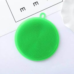 Insulated Decontamination Silicone Kitchen Dishwashing Brush (Color: green)
