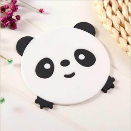 Creative cute cartoon animal silicone coaster insulation pad thick soft rubber bowl pad (Color: D06-17 Black and white panda)