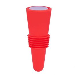Wine Stopper,Silicone Sparkling Wine Bottle Stopper with Grip Top for Keep the Wine Fresh (Color: Red)