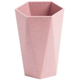 Nordic Style Thickened Wheat Straw PP Diamond Cup Gargle Cup Household Couple Toothbrush Shaped Pure (Color: Nordic Powder, size: 301-400ml)