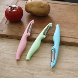 Solid Plastic Handle Peeler Fruit Knife Toothbrush Yam Sweet Potato Horseshoe Chestnut Peeler (Color: Blue, size: 1pc)