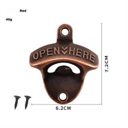 1/2/4Pcs Home Kitchen Gadgets Bottle Opener Wall Mounted Vintage Retro Alloy Hanging Open Beer Tools (Color: Red, size: 2pcs)