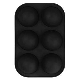 6 Holes DIY Ball Sphere Mold Silicone Cake Chocolate Candy Mould Kitchen Baking Soap Jelly Mold (Color: Black, size: 1pcs)