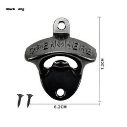 1/2/4Pcs Home Kitchen Gadgets Bottle Opener Wall Mounted Vintage Retro Alloy Hanging Open Beer Tools (Color: Black, size: 1pcs)