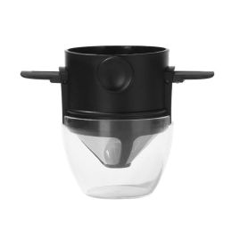 Foldable Portable Coffee Filter Coffee Maker Stainless Steel Drip Coffee Tea Holder Reusable Paperless Pour Over Coffee Dripper (Color: Navy Blue)