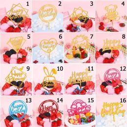 Happy Birthday Gold Cake Topper Acrylic Party Decoration (Color: 8)